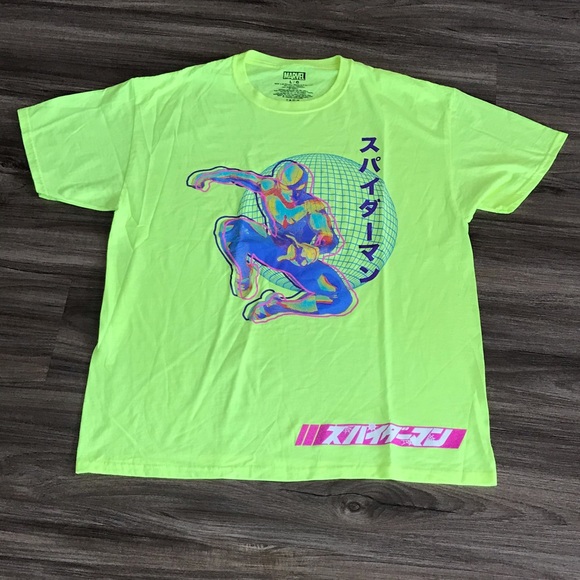 Unisex Neon Marvel Spiderman T-shirt - Picture 3 of 5